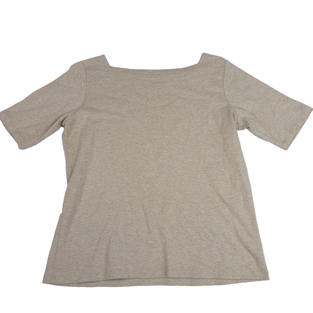 L.L. Bean Womens Beige Sz M Cotton Square Neck Top Basic Neutral